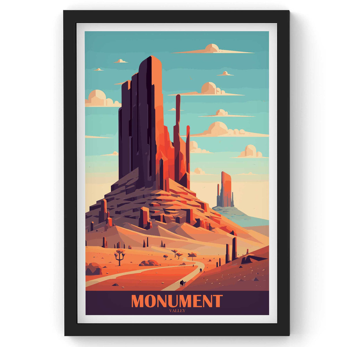 Monument Valley wall Art, USA Travel Print, Vintage Travel Poster