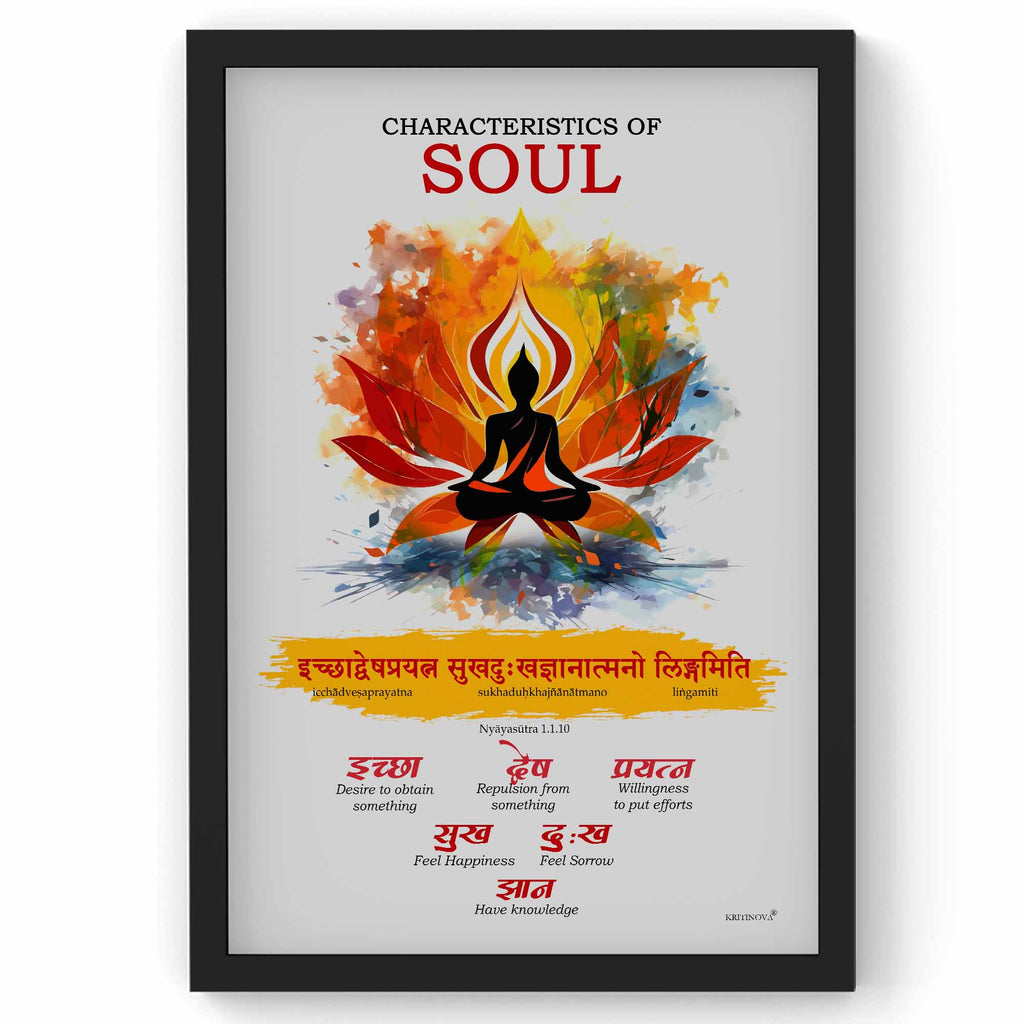 Characteristics of Soul, Sanskrit Wall Art, Inspiring Sanskrit Quote | Framed