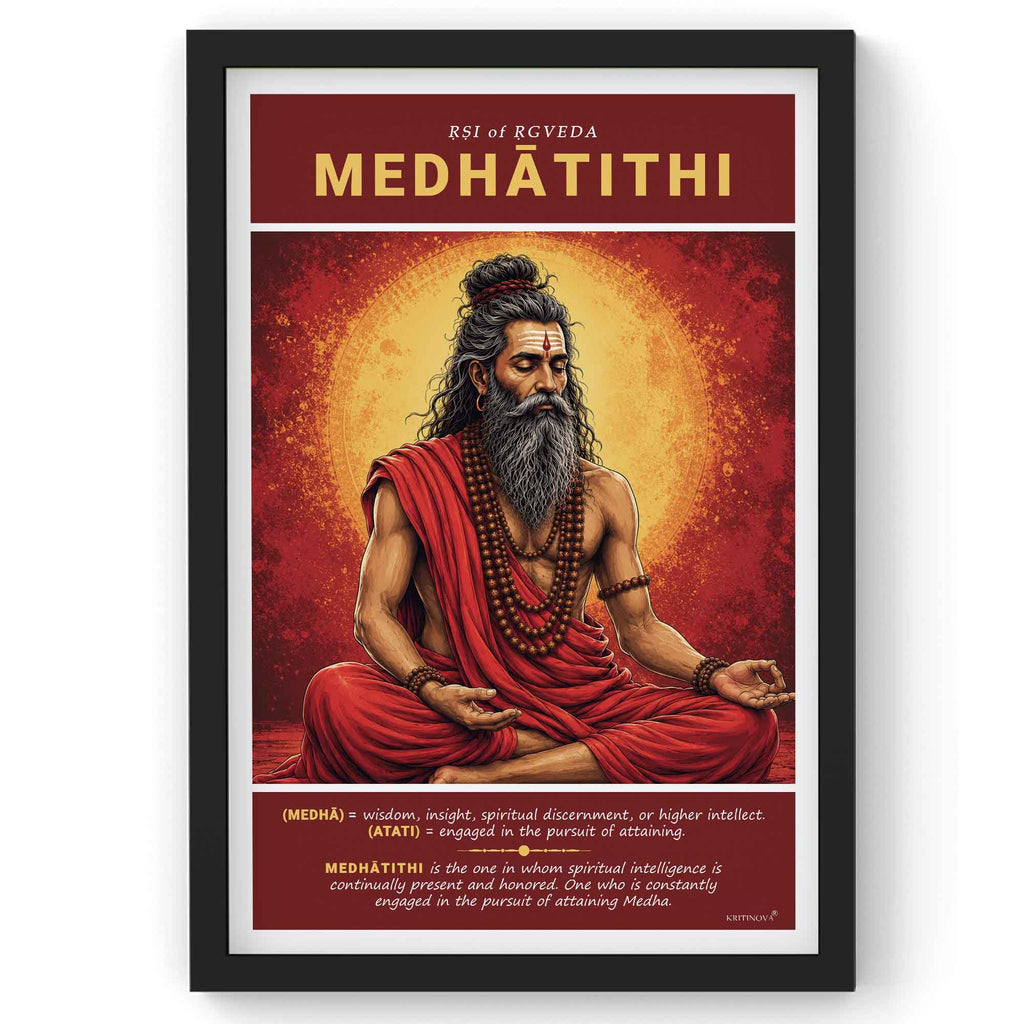 Meaning of Rishi Medhātithi, Ved Rishi, Vedic Rishi Name, Sanskrit Wall Art