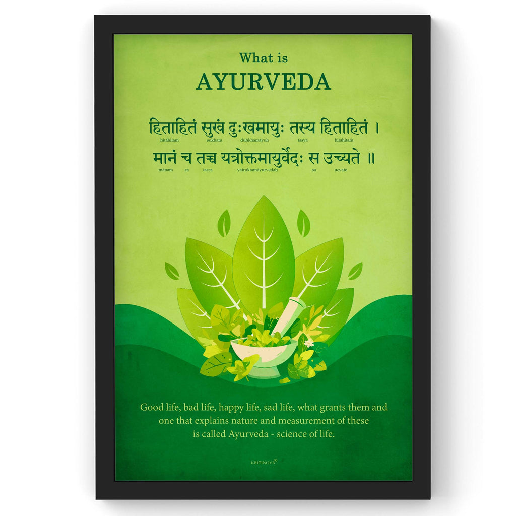What is Ayurveda?, Sanskrit Wall Art, Inspiring Sanskrit Quote, Health Wall Decor | Framed
