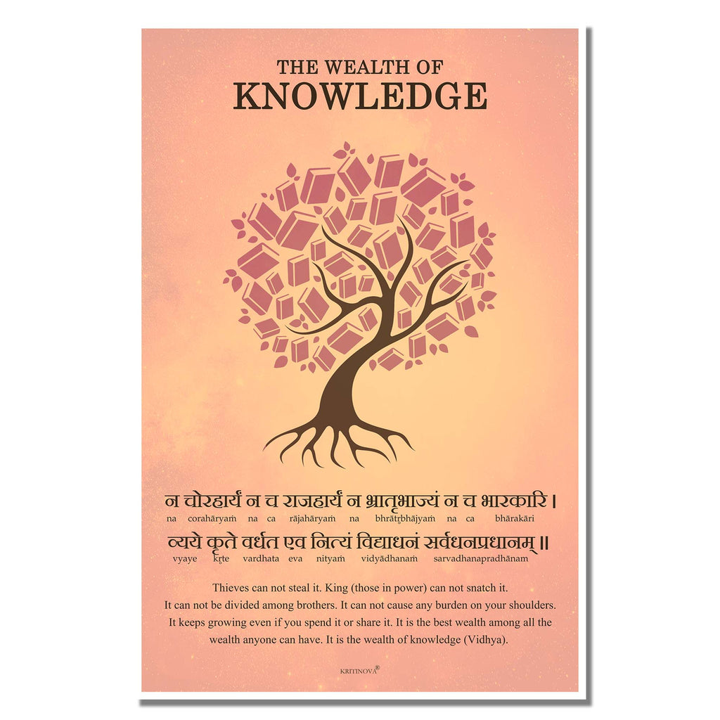 Wealth of Knowledge, Sanskrit Wall Art, Sanskrit Mantra Wall Art, Inspiring Sanskrit Verse, Sanskrit Shloka, Sanskrit Poster