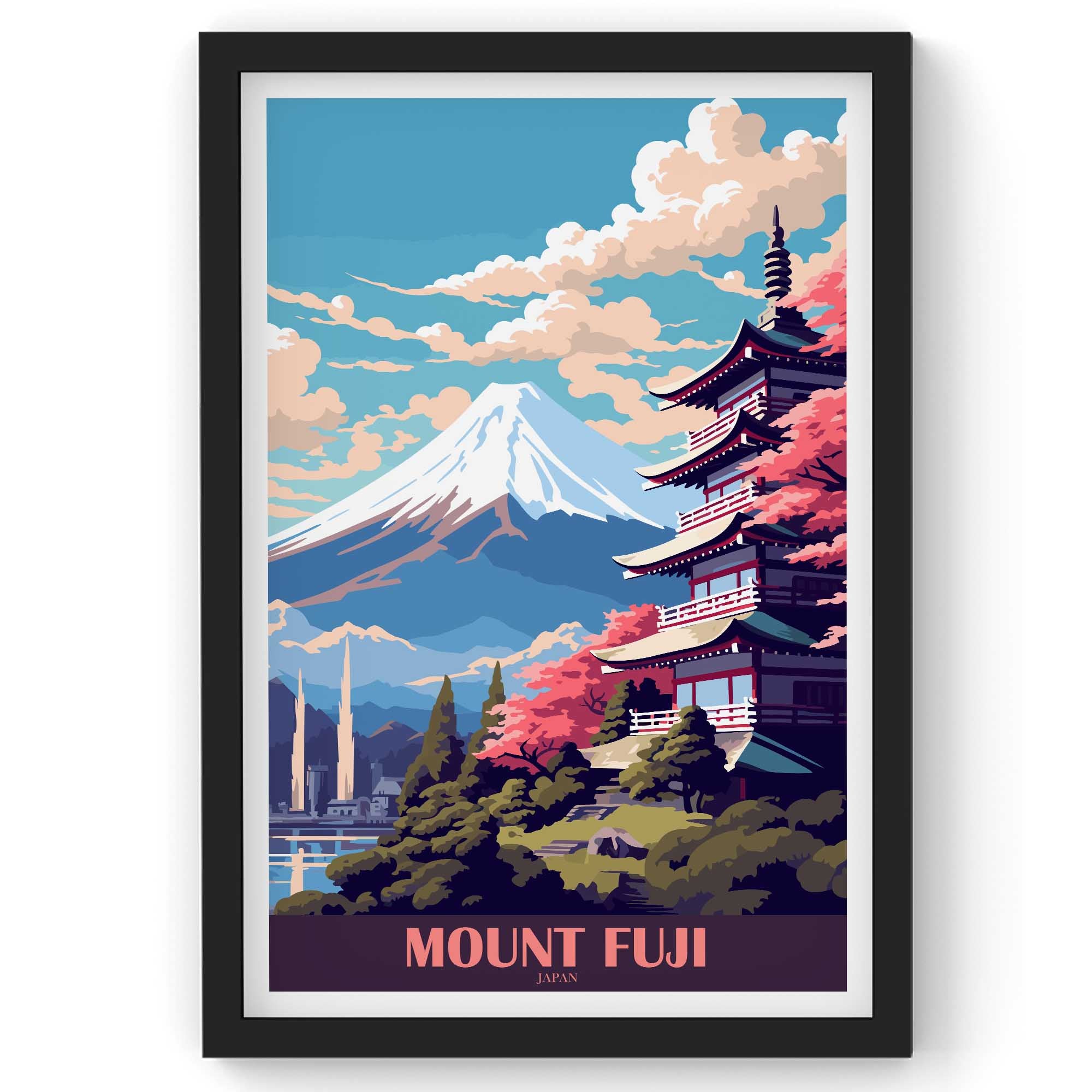 Mount Fuji wall Art, Japan Travel Print, Vintage Travel Poster