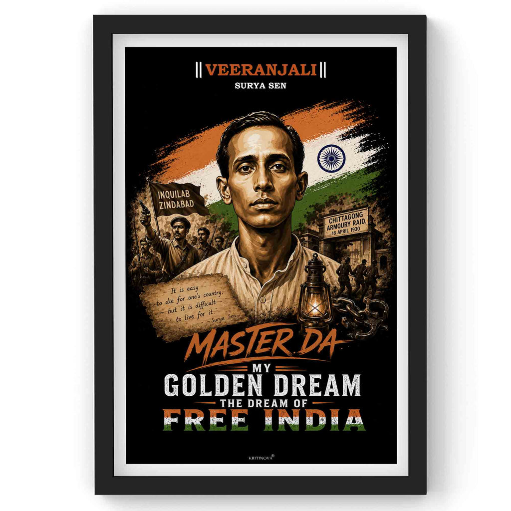 VIRANJALI, Surya Sen, Freedom Fighter Wall Art, Patriotic Wall Art, Gift for Patriot