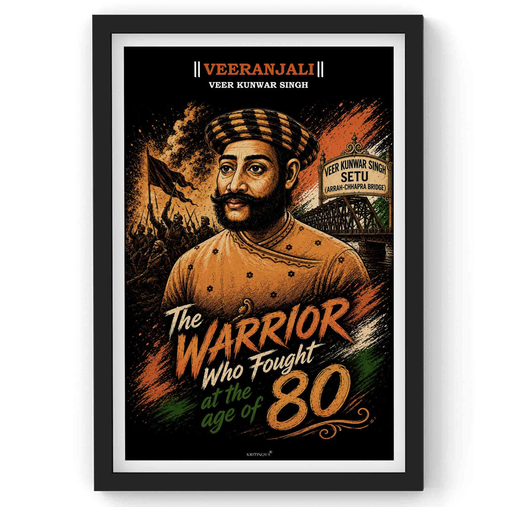 VIRANJALI, Veer Kunwar Singh, Freedom Fighter Wall Art, Patriotic Wall Art, Gift for Patriot