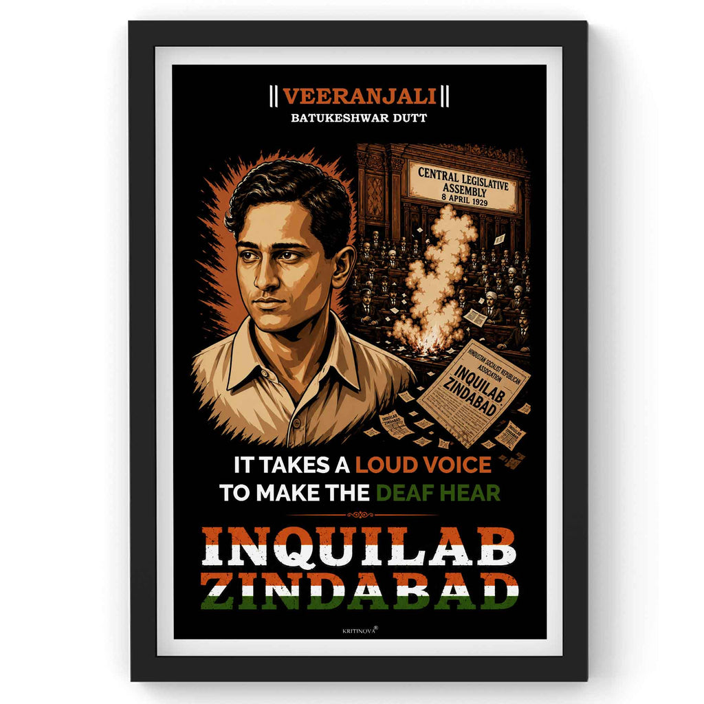 VIRANJALI, Batukeshwar Dutt, Freedom Fighter Wall Art, Patriotic Wall Art, Gift for Patriot
