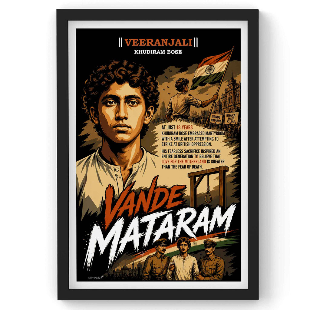 VIRANJALI, Khudiram Bose, Freedom Fighter Wall Art, Patriotic Wall Art, Gift for Patriot