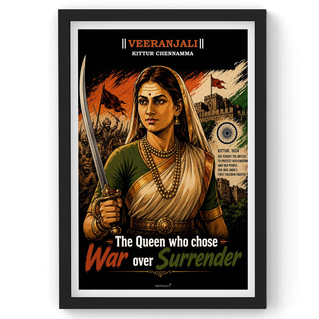 VIRANJALI,Kittur Chennamma, Freedom Fighter Wall Art, Patriotic Wall Art, Gift for Patriot