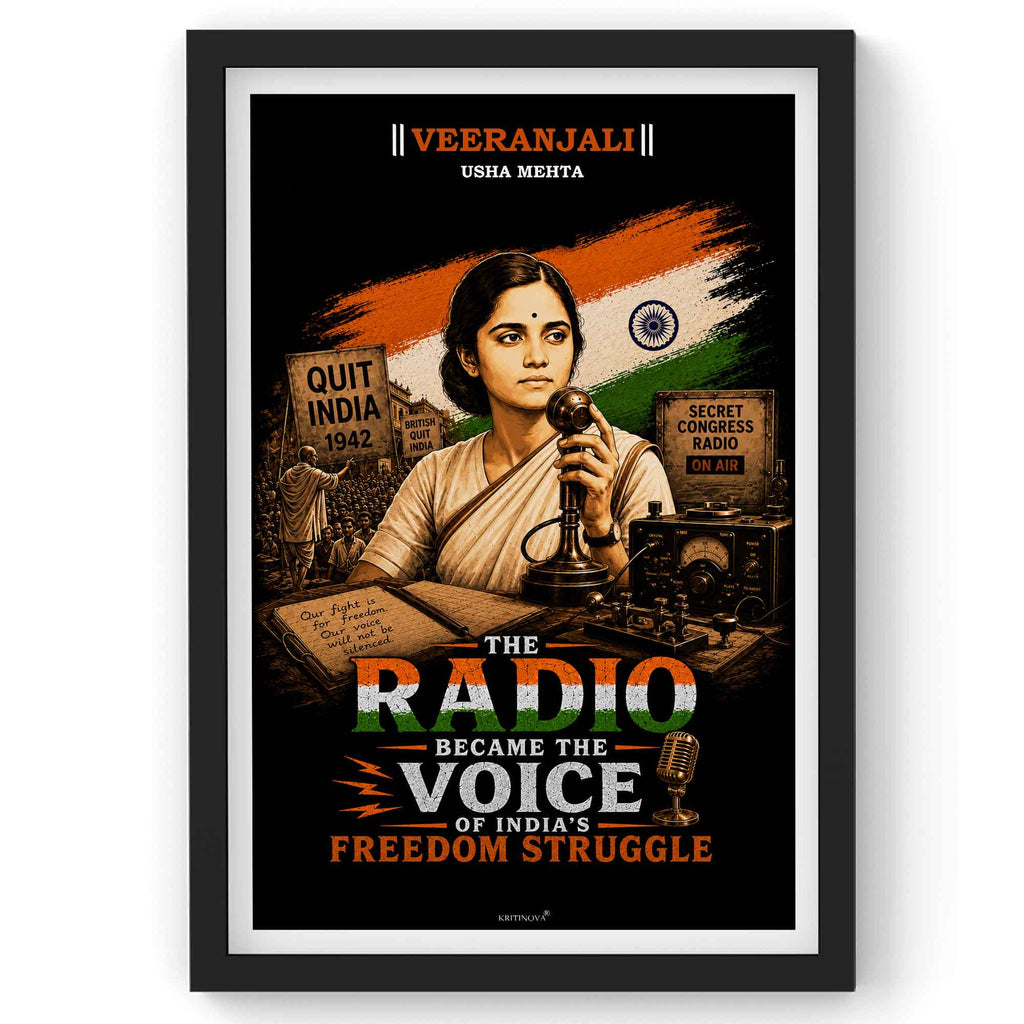 VIRANJALI, Usha Mehta, Freedom Fighter Wall Art, Patriotic Wall Art, Gift for Patriot