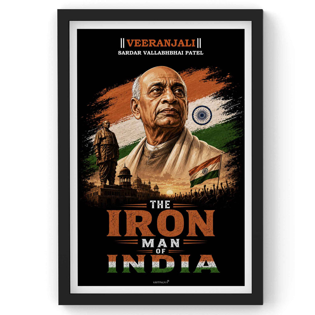 VIRANJALI, Sardar Patel, Freedom Fighter Wall Art, Patriotic Wall Art, Gift for Patriot