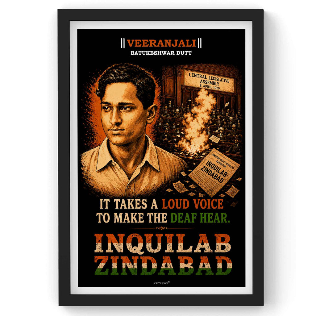 VIRANJALI, Batukeshwar Dutt, Freedom Fighter Wall Art, Patriotic Wall Art, Gift for Patriot
