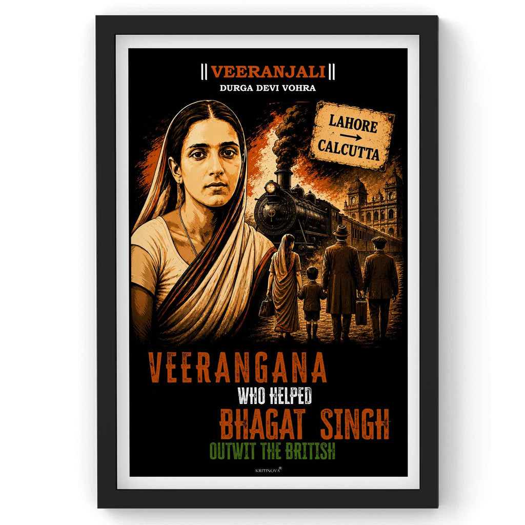 VIRANJALI, Durga Devi, Freedom Fighter Wall Art, Patriotic Wall Art, Gift for Patriot
