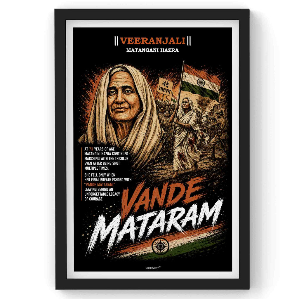 VIRANJALI, Matangini Hazra, Freedom Fighter Wall Art, Patriotic Wall Art, Gift for Patriot
