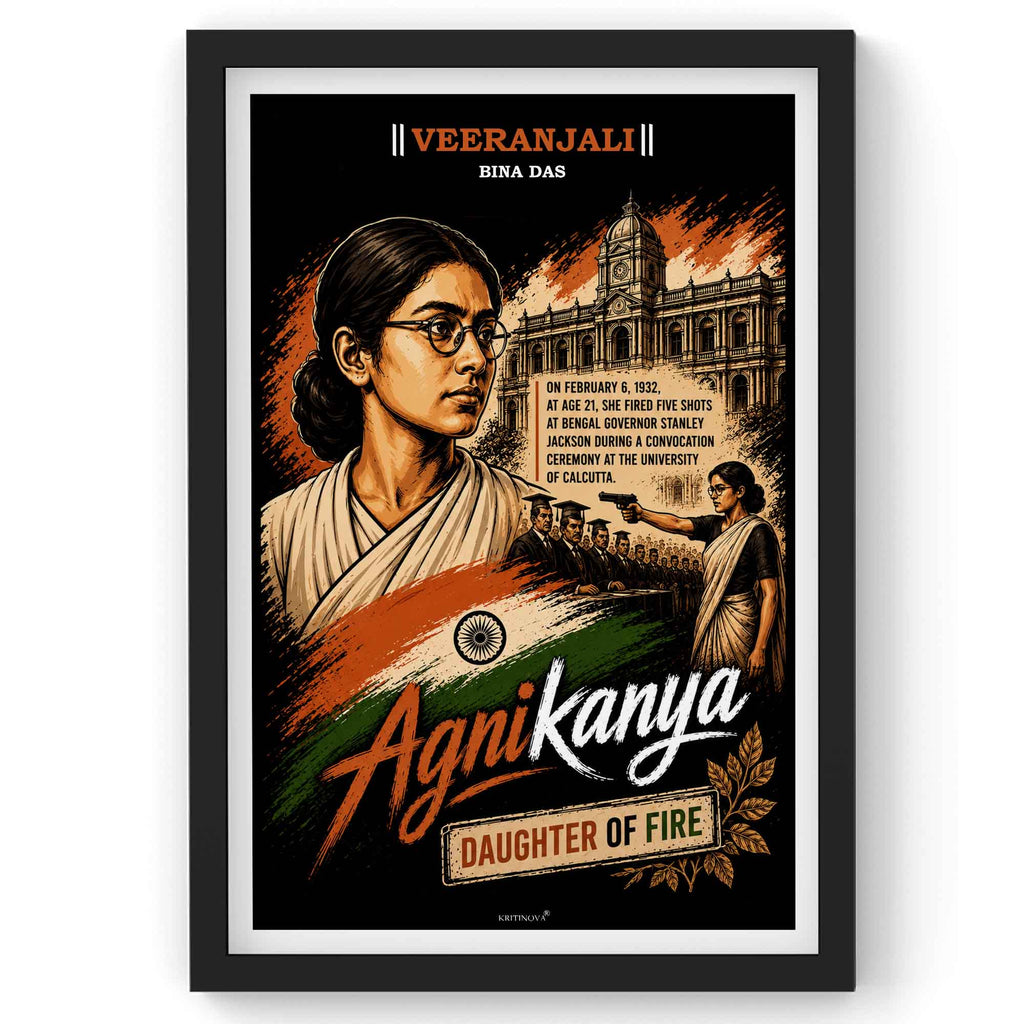 VIRANJALI, Bina Das, Freedom Fighter Wall Art, Patriotic Wall Art, Gift for Patriot
