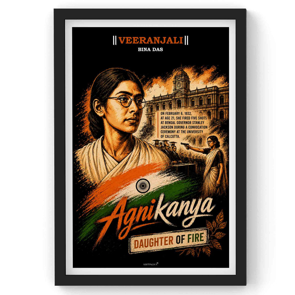 VIRANJALI, Bina Das, Freedom Fighter Wall Art, Patriotic Wall Art, Gift for Patriot