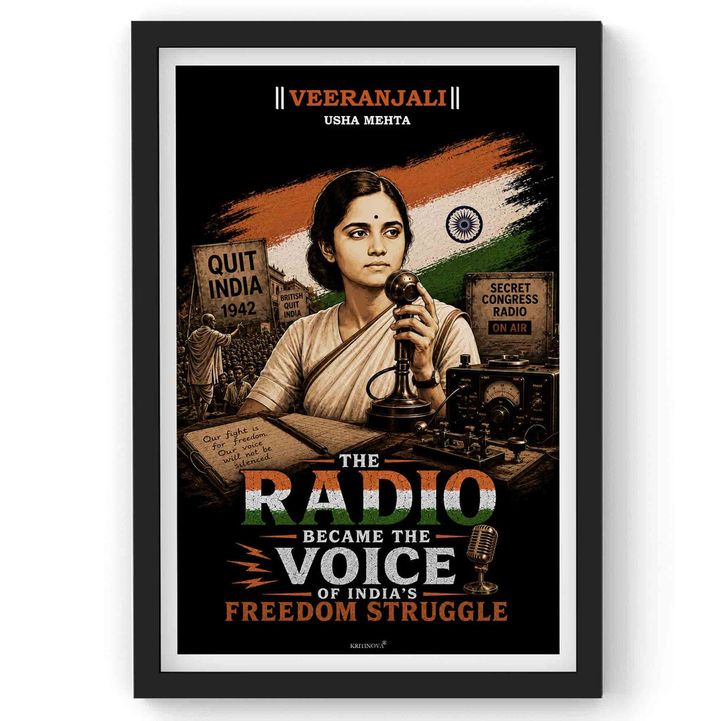 VIRANJALI, Usha Mehta, Freedom Fighter Wall Art, Patriotic Wall Art, Gift for Patriot