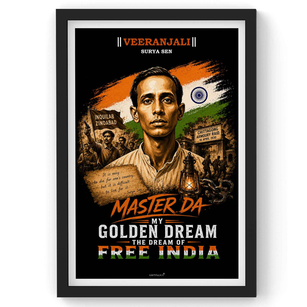 VIRANJALI, Surya Sen, Freedom Fighter Wall Art, Patriotic Wall Art, Gift for Patriot
