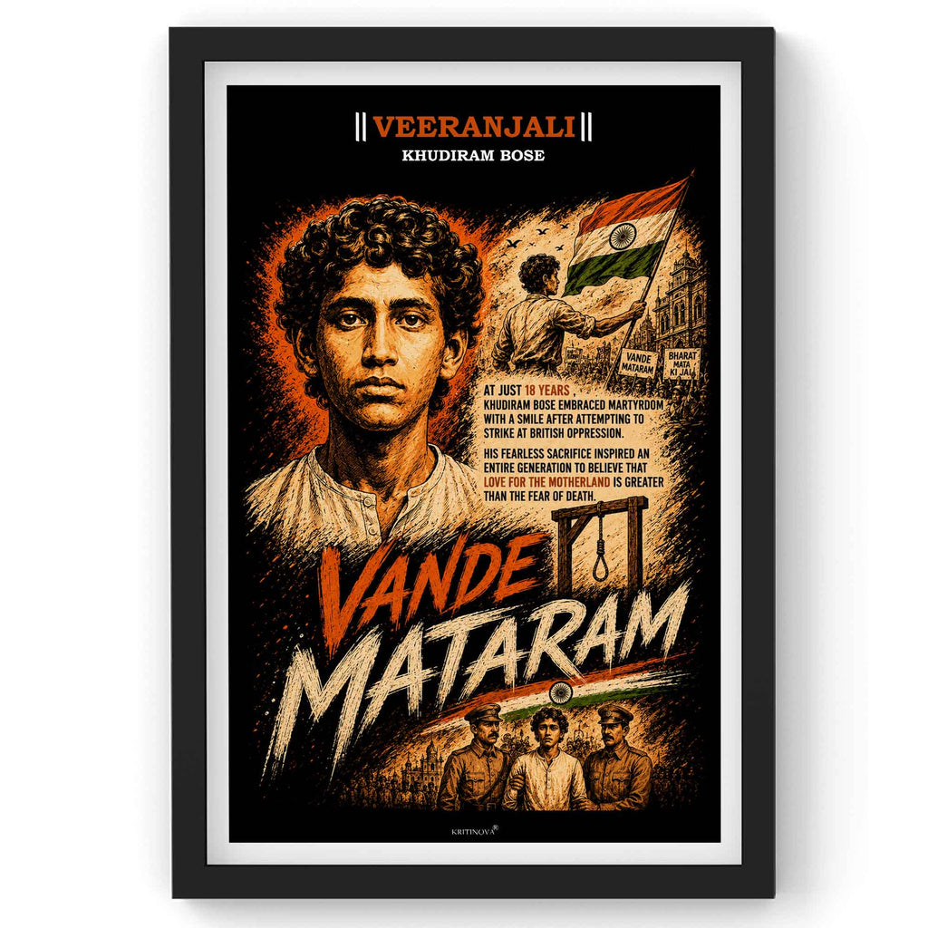 VIRANJALI, Khudiram Bose, Freedom Fighter Wall Art, Patriotic Wall Art, Gift for Patriot (Copy)