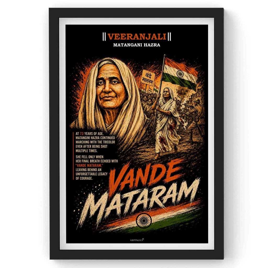 VIRANJALI, Matangini Hazra, Freedom Fighter Wall Art, Patriotic Wall Art, Gift for Patriot (Copy)