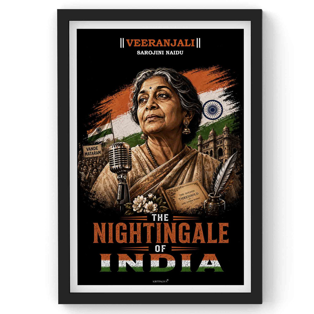 VIRANJALI, Sarojini Naydu, Freedom Fighter Wall Art, Patriotic Wall Art, Gift for Patriot