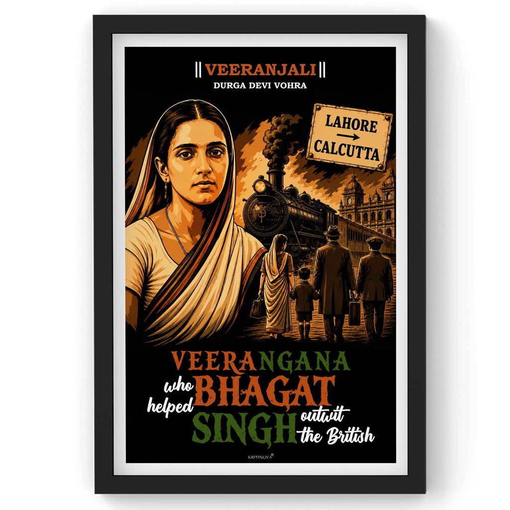 VIRANJALI, Durga Devi, Freedom Fighter Wall Art, Patriotic Wall Art, Gift for Patriot