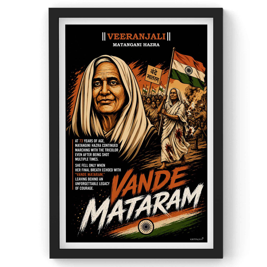 VIRANJALI, Matangini Hazra, Freedom Fighter Wall Art, Patriotic Wall Art, Gift for Patriot
