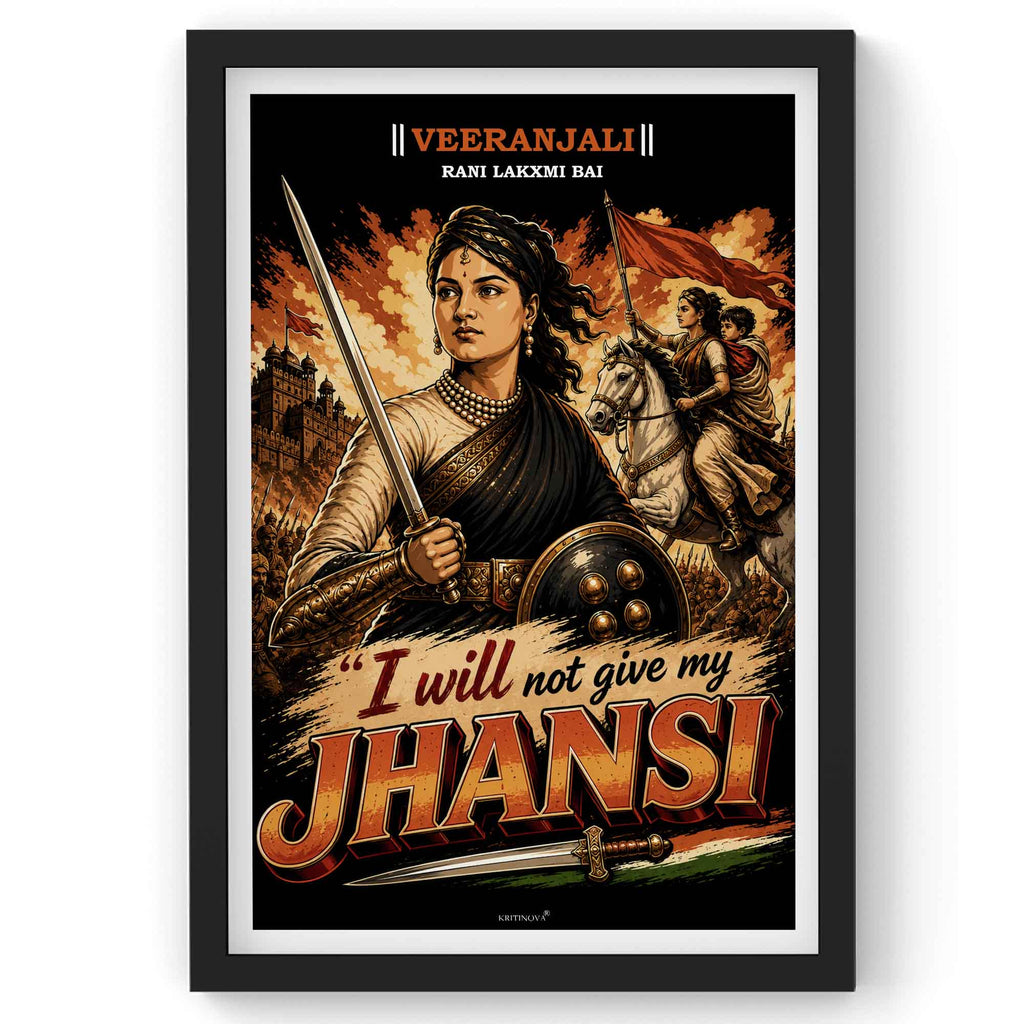 VIRANJALI,Rani Laxmi Bai, Freedom Fighter Wall Art, Patriotic Wall Art, Gift for Patriot