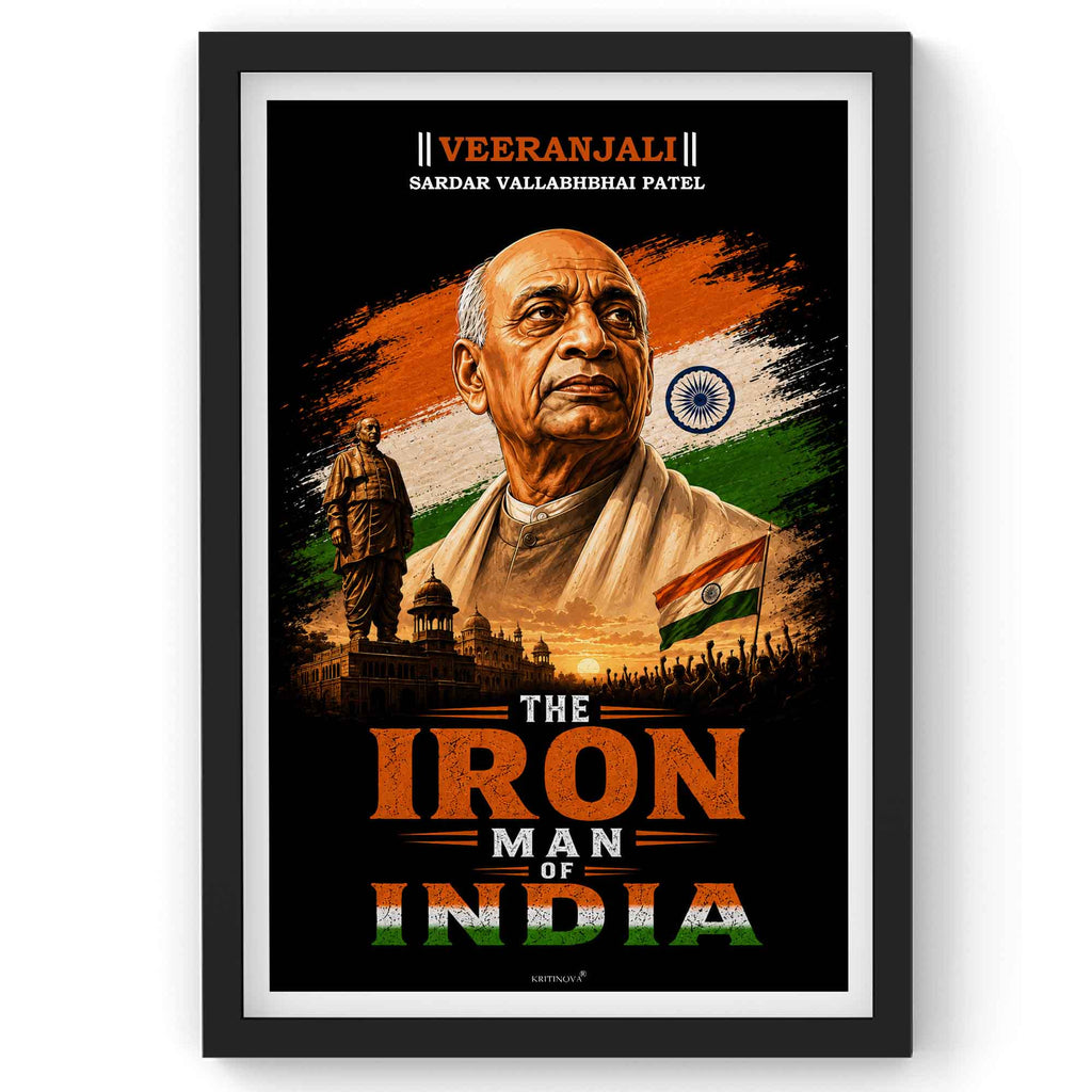 VIRANJALI, Sardar Patel, Freedom Fighter Wall Art, Patriotic Wall Art, Gift for Patriot