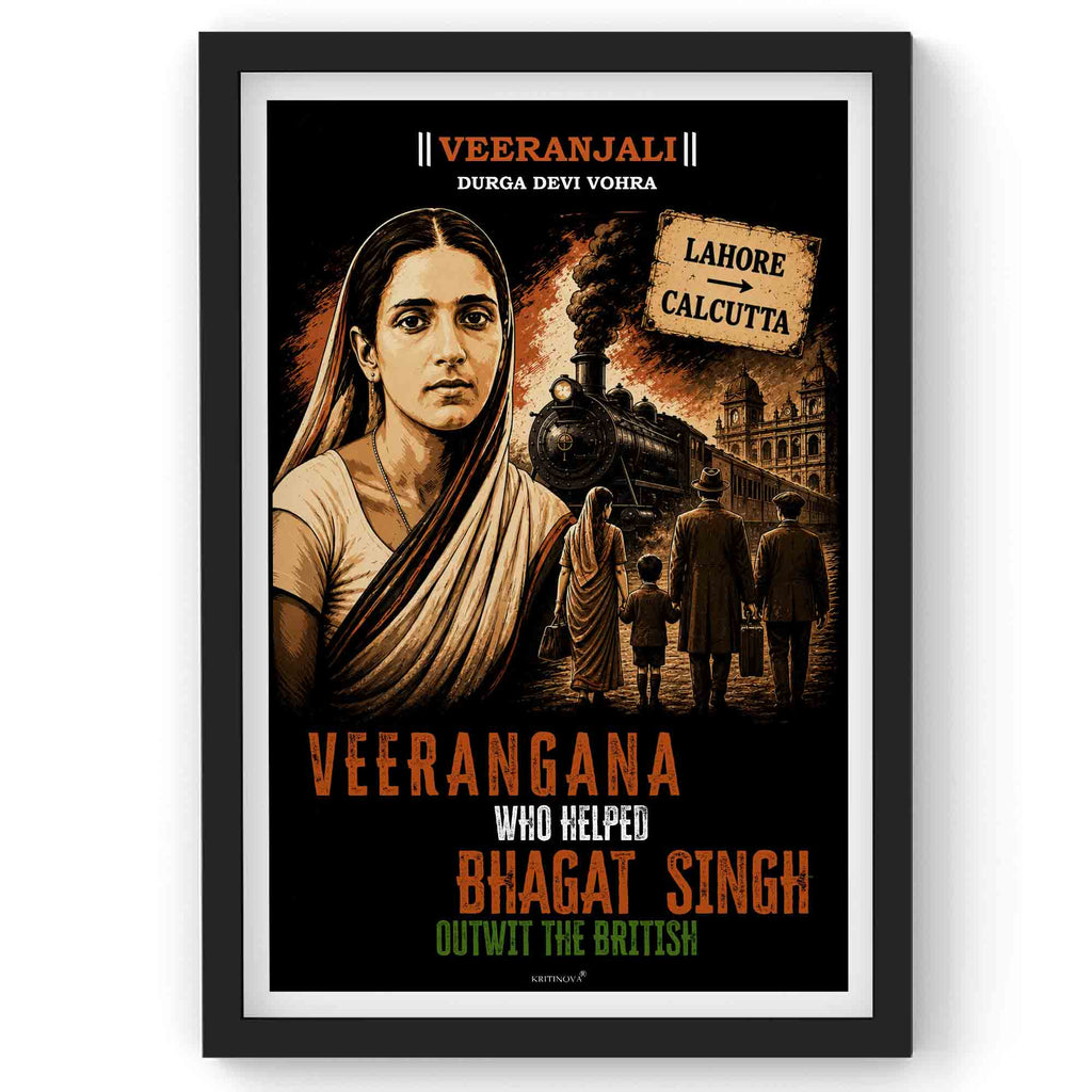 VIRANJALI, Durga Devi, Freedom Fighter Wall Art, Patriotic Wall Art, Gift for Patriot