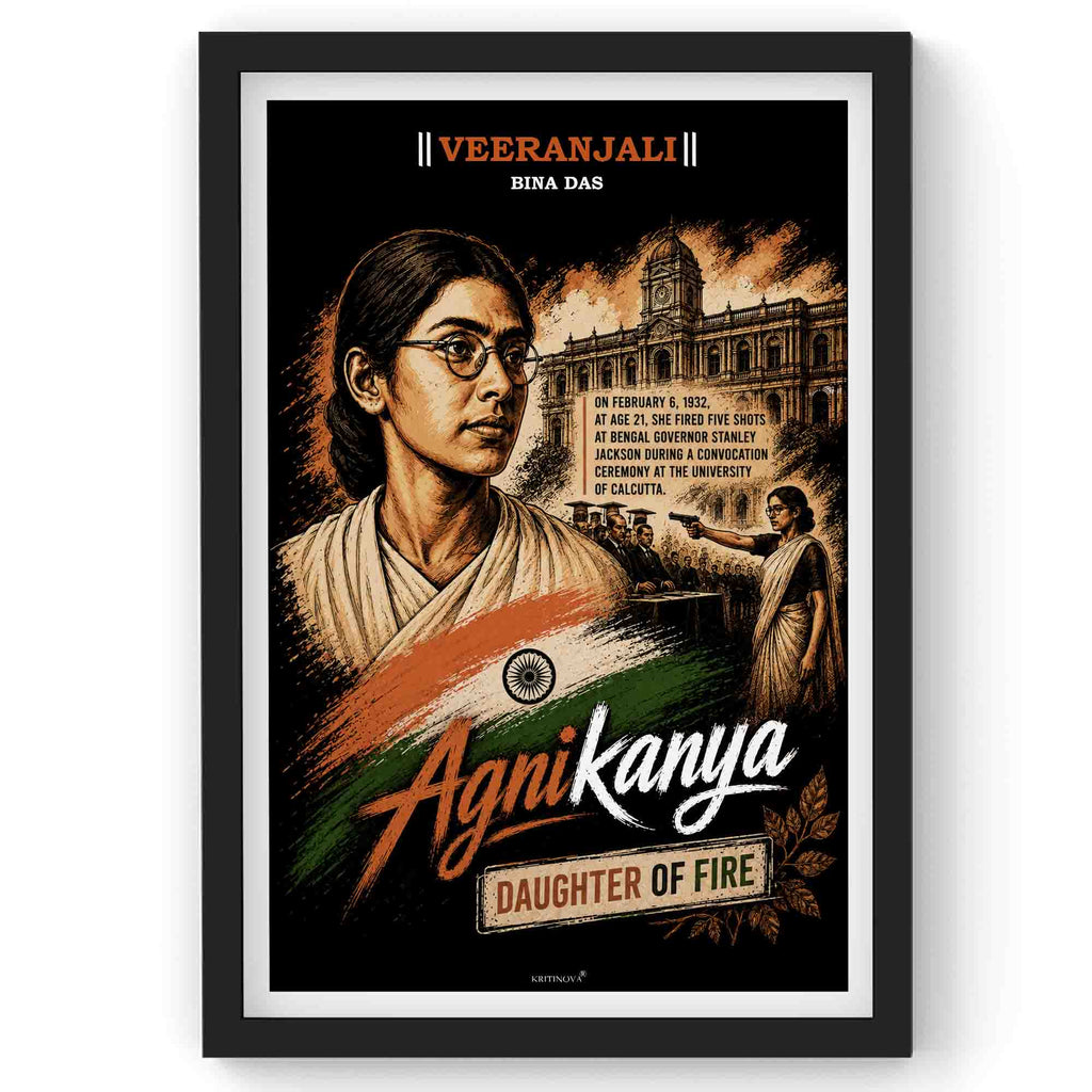 VIRANJALI, Bina Das, Freedom Fighter Wall Art, Patriotic Wall Art, Gift for Patriot