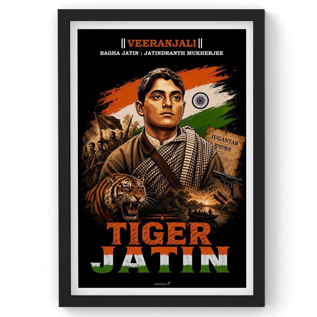 VIRANJALI, Bagha Jatin, Freedom Fighter Wall Art, Patriotic Wall Art, Gift for Patriot