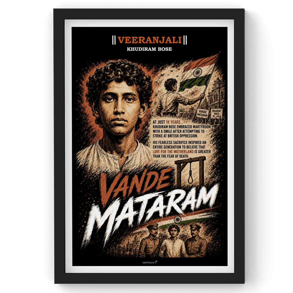 VIRANJALI, Khudiram Bose, Freedom Fighter Wall Art, Patriotic Wall Art, Gift for Patriot