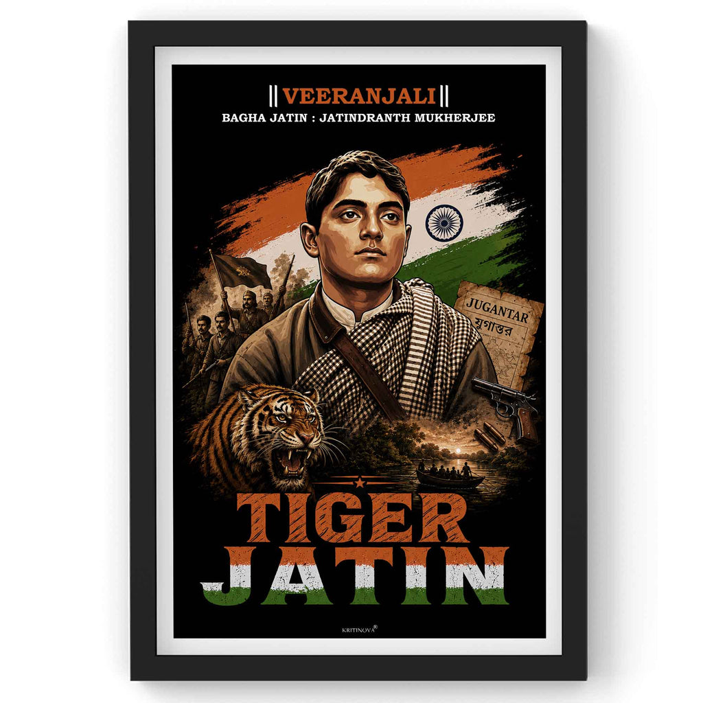 VIRANJALI, Bagha Jatin, Freedom Fighter Wall Art, Patriotic Wall Art, Gift for Patriot