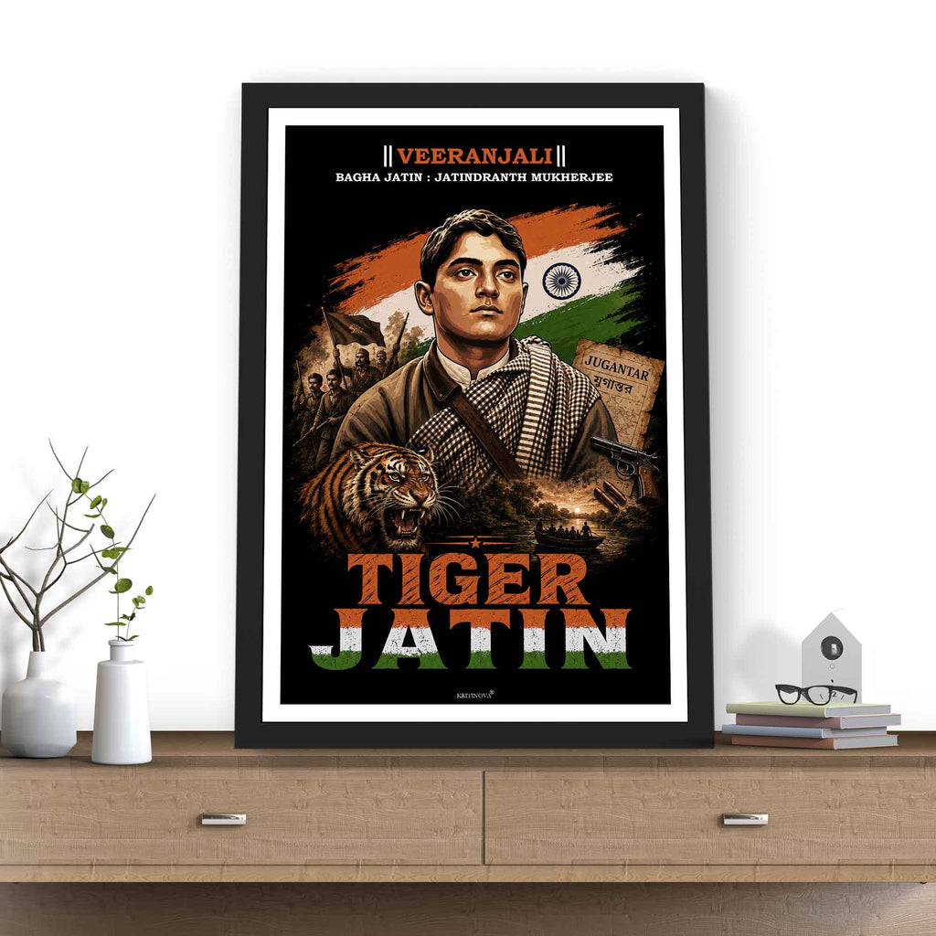 VIRANJALI, Bagha Jatin, Freedom Fighter Wall Art, Patriotic Wall Art, Gift for Patriot