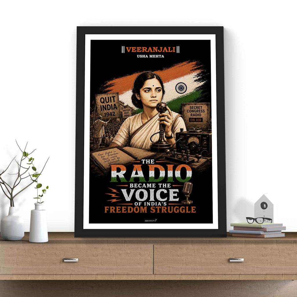 VIRANJALI, Usha Mehta, Freedom Fighter Wall Art, Patriotic Wall Art, Gift for Patriot