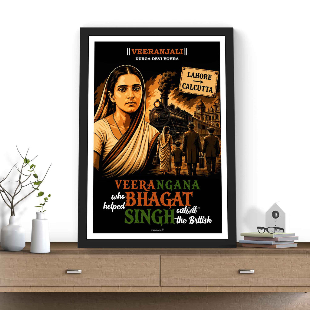 VIRANJALI, Durga Devi, Freedom Fighter Wall Art, Patriotic Wall Art, Gift for Patriot