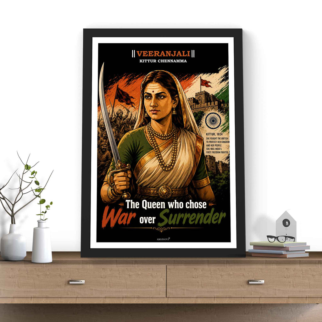 VIRANJALI,Kittur Chennamma, Freedom Fighter Wall Art, Patriotic Wall Art, Gift for Patriot