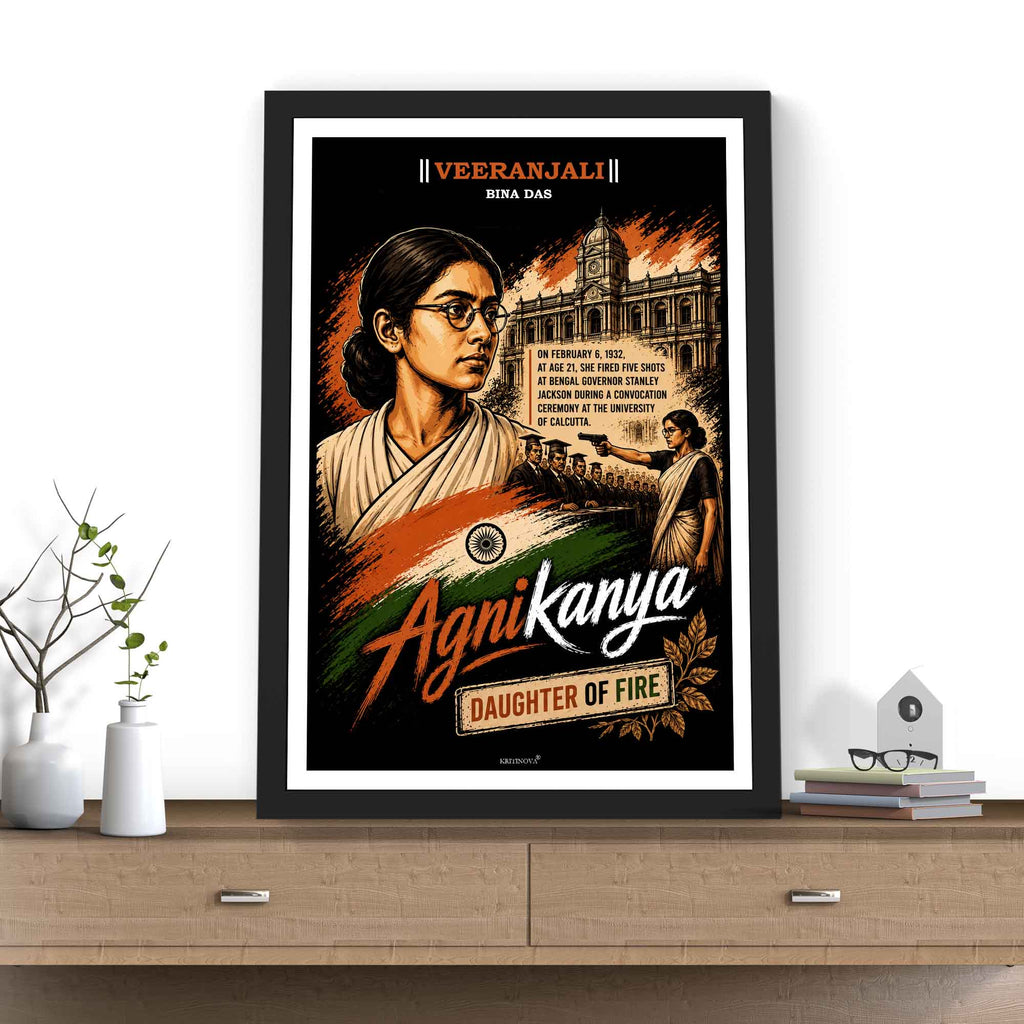 VIRANJALI, Bina Das, Freedom Fighter Wall Art, Patriotic Wall Art, Gift for Patriot
