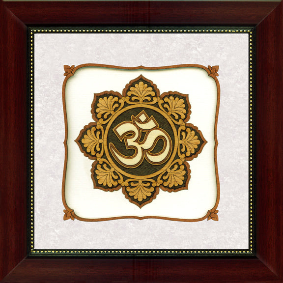 AUM Wood Carving Wall Art, Wood Carving Frame, 3D Wall Art