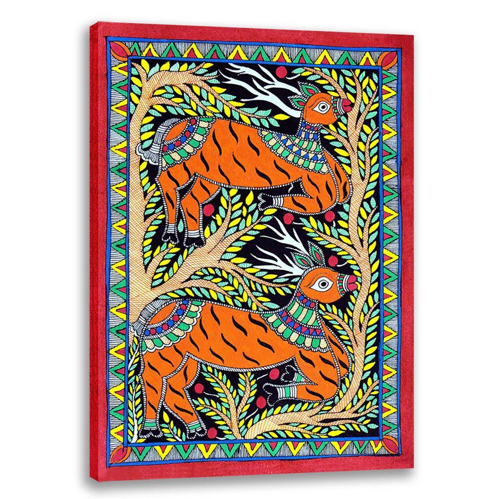 Heeran, Madhubani Art, Mithila Painting, Indian Traditional Art, Cultural Gift, Tribal Artwork