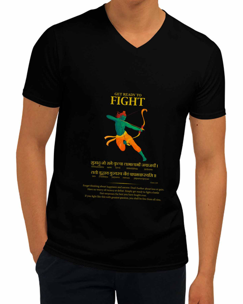 Get Ready to Fight | V Neck, Sanskrit T-shirt