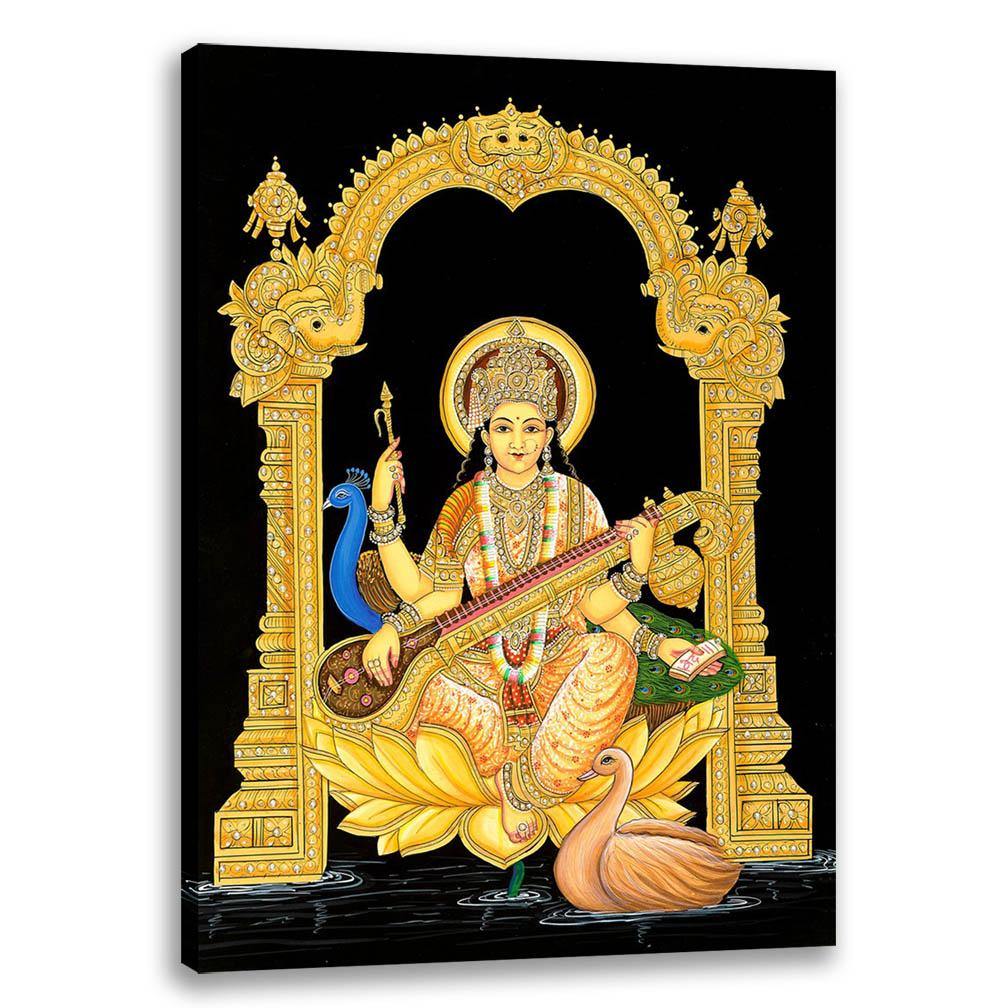 Saraswatiji, God Art, Indian Traditional Art, Cultural Gift, Tribal Artwork