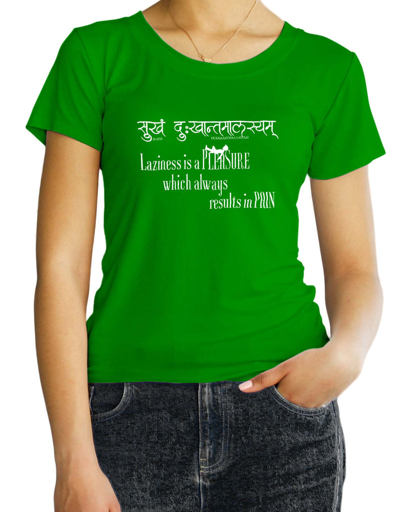 Laziness is a Pleasure, Sanskrit T-shirt