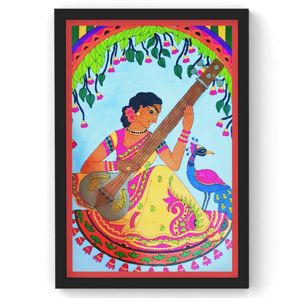 Women Playing Sitar | Framed