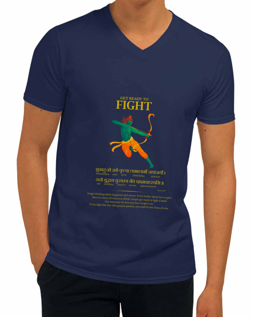 Get Ready to Fight | V Neck, Sanskrit T-shirt