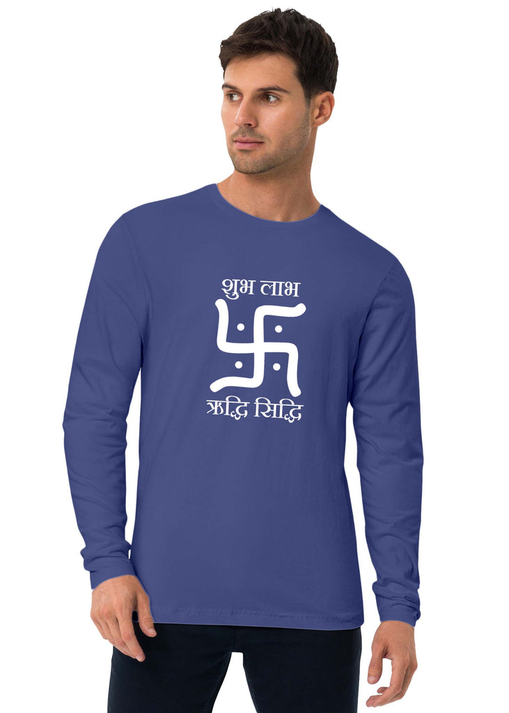Swastika - Subh Laabh, Sanskrit Full Sleeve T-shirt,