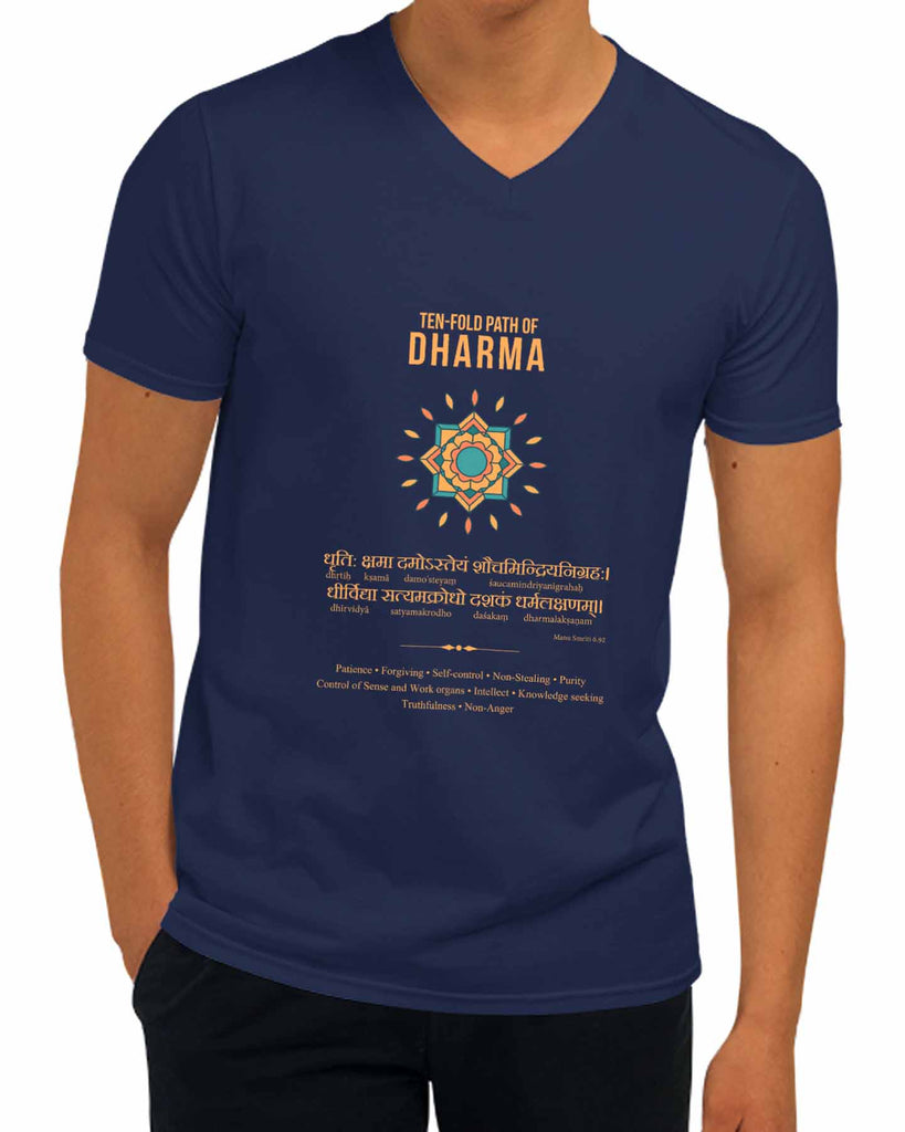 Ten Fold Path of Dharma | V Neck, Sanskrit T-shirt