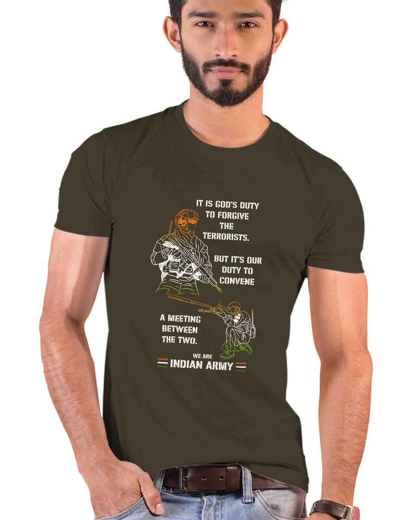 'Never Forgive Never Forget' Quote Patriotic T-Shirt, Indian Army T-Shirt