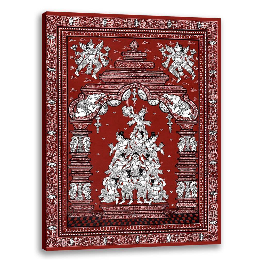Dahi Handi, Pattachitra Art, Indian Traditional Art, Cultural Gift, Tribal Artwork