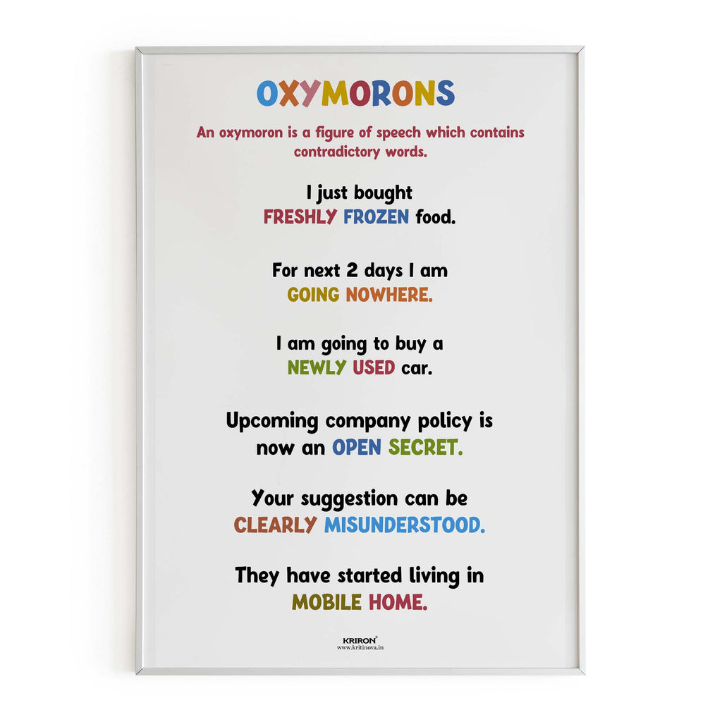 Funny Oxymoron Part 3, Educational English Poster, Kids Room Decor, Classroom Decor, Funny English Language Wall Art