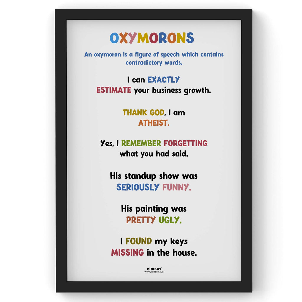 Funny Oxymoron Part 2, Educational English Poster, Kids Room Decor, Classroom Decor, Funny English Language Wall Art